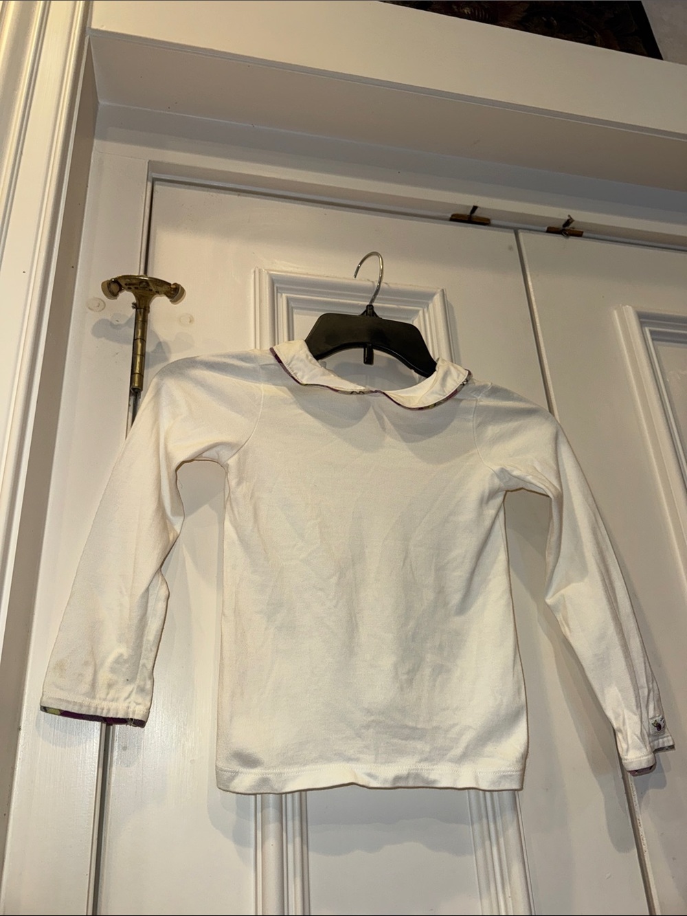 Janie and Jack Cream Long-Sleeve Peter Pan Collar Top